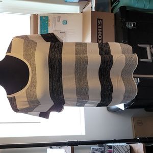 Market and Spruce Top.  Grey, black and white striped.  Size XL.